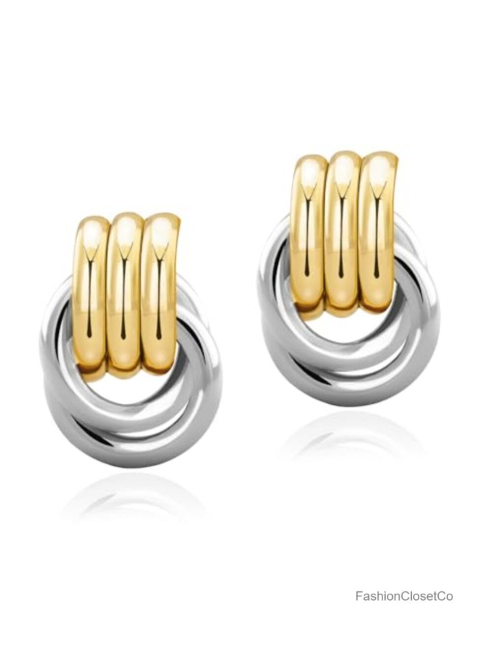 Chunky Gold Silver Knot Drop Dangle Statement Earrings for Women